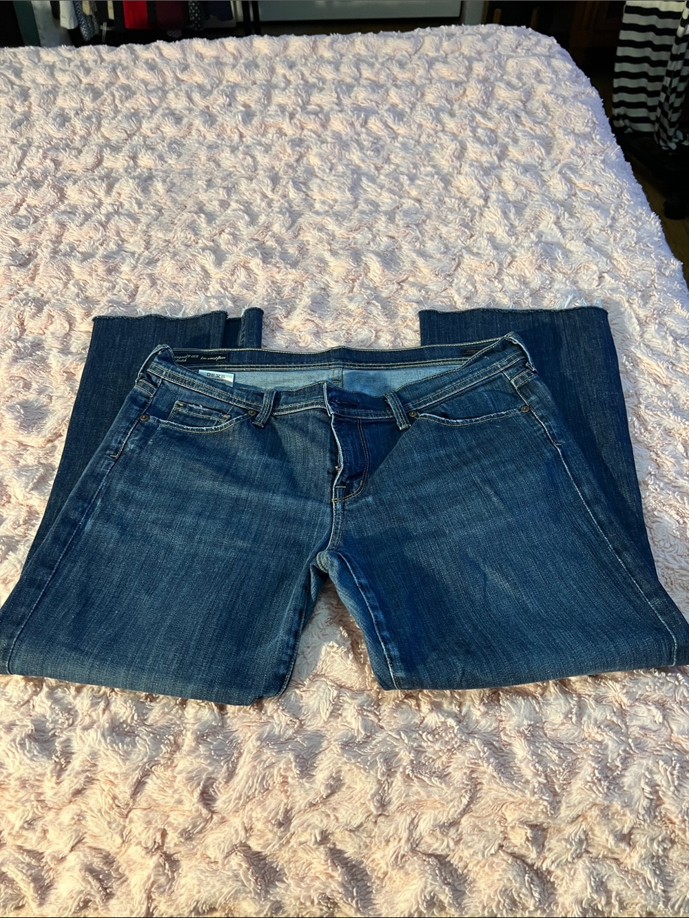 Citizens of Humanity Ingrid Stretch Low Waist Flare Dark Blue - (Bottom Hem Cut)